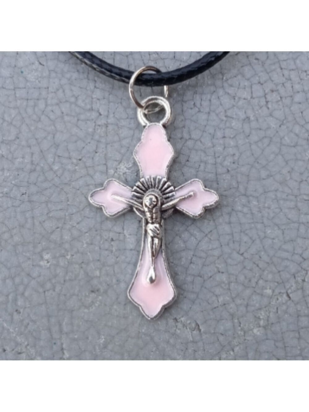 🆓 Free W/Purchase Pink Victorian Cross Nylon Chain Necklace NWT